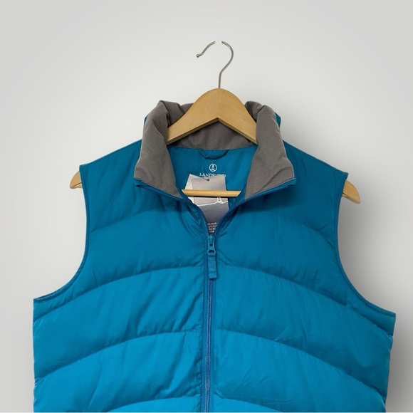 Land's End Down Puffer Vest Blue Green Sz M Sz 10-12 - Picture 2 of 9